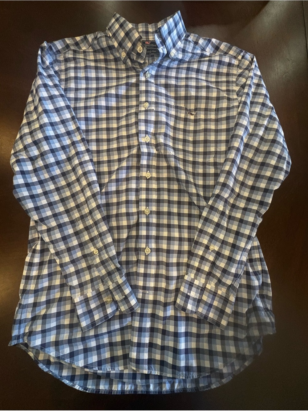 Vineyard Vines Blue and White Gingham Button-Down Shirt